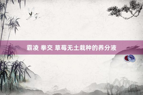 霸凌 拳交 草莓无土栽种的养分液
