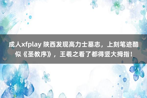 成人xfplay 陕西发现高力士墓志，上刻笔迹酷似《圣教序》，王羲之看了都得竖大拇指！